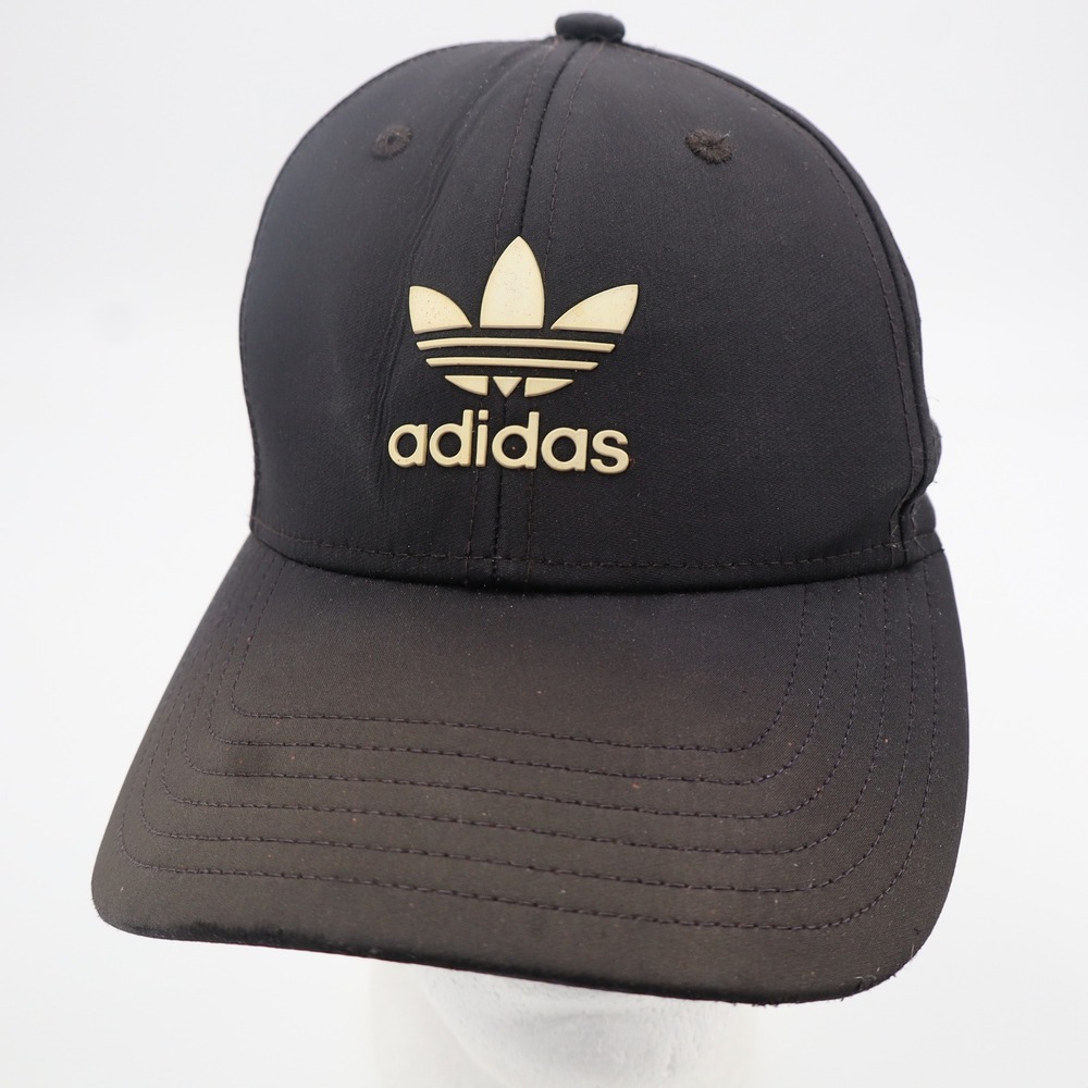 Adidas Originals Trefoil Snapback Hat Black Gold Logo Breathable Baseball Cap